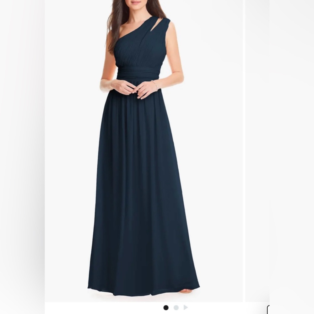 Navy Blue One Shoulder Bridesmaid Dress